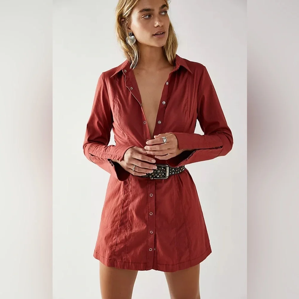 Free People - Thea Mini Dress-Pink Cinnamon